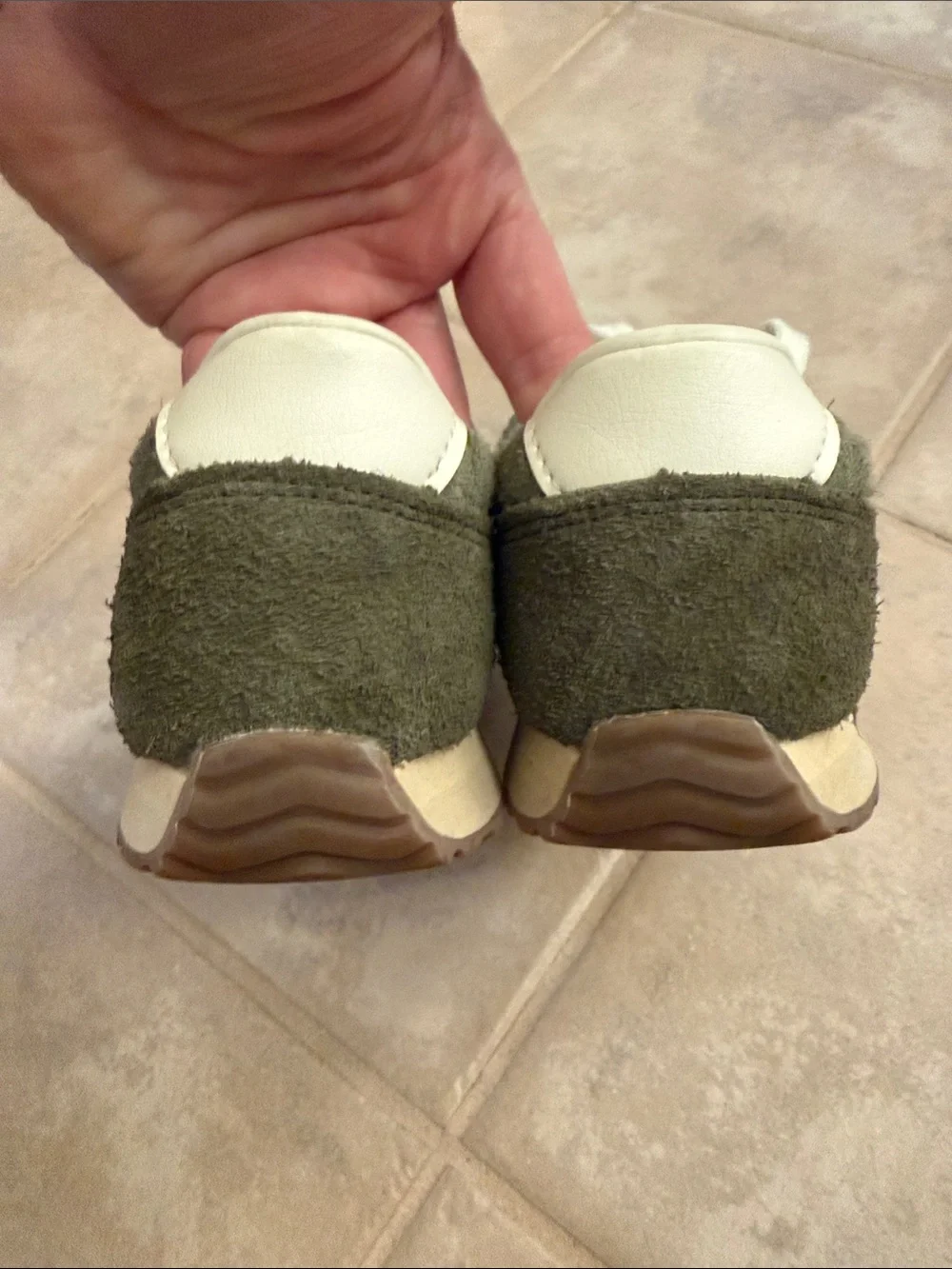 New Balance 471 M 7.5, W 9 Olive Suede & Cream Accent Sneakers